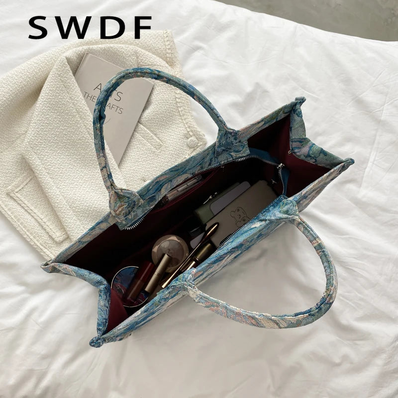 Letter Printing Handbag High-Capacity Shoulder Bags Tote Cross