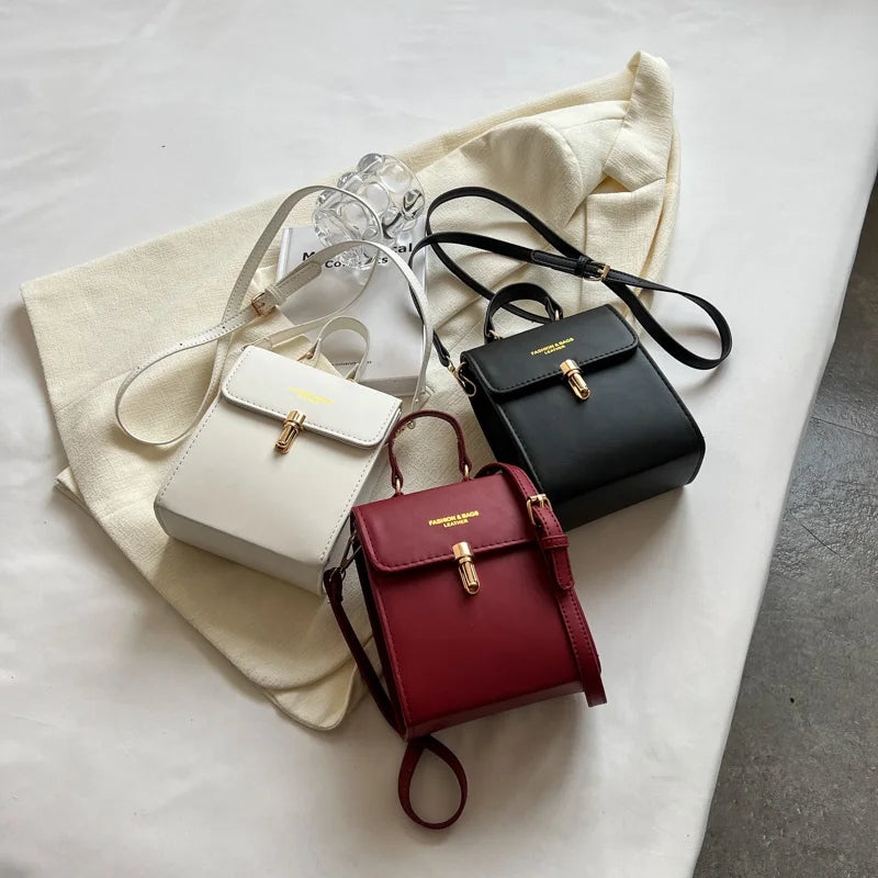 Square Leather Shoulder Bag Crossbody Clutch Casual Messenger