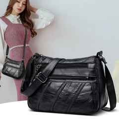 Brown PU Leather Women's Crossbody Bag with Pockets