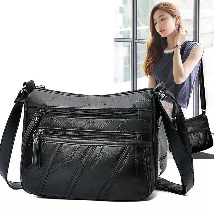 Brown PU Leather Women's Crossbody Bag with Pockets
