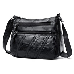 Brown PU Leather Women's Crossbody Bag with Pockets