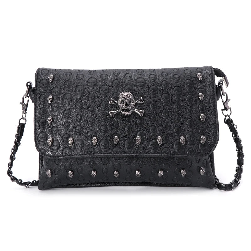 Gothic Skull Rivet Handbag Chain Crossbody Shoulder Bag