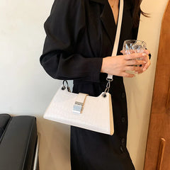 Stone Pattern Shoulder Bag Metal Chain Strap Crossbody Bag