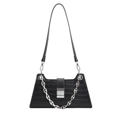 Stone Pattern Shoulder Bag Metal Chain Strap Crossbody Bag