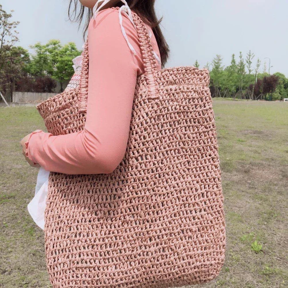 Women Straw Beach Bag Large Capacity Bohemia Shoulder Bag