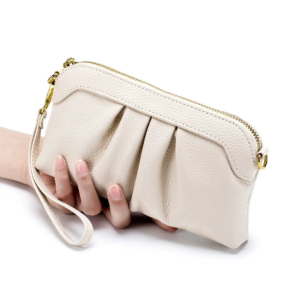 Cowhide Leather Crossbody Bag Large Capacity Shoulder Phone Purse
