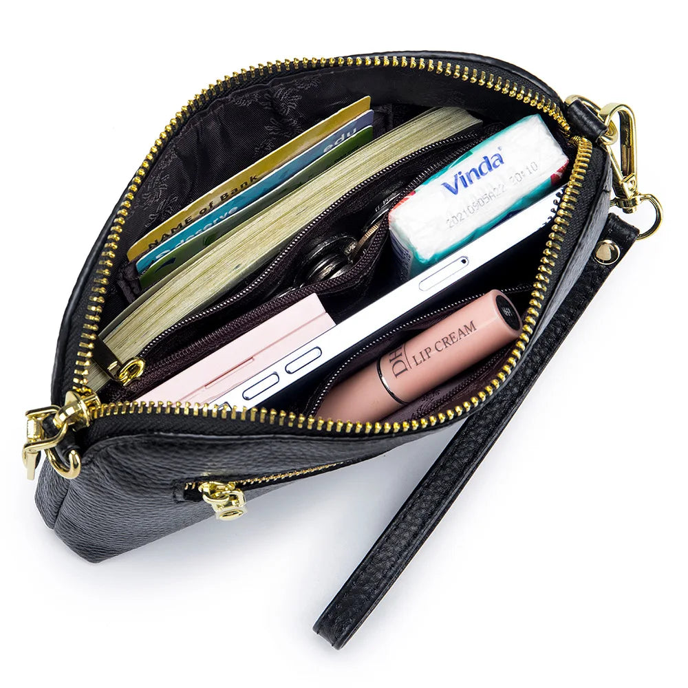 Cowhide Leather Crossbody Bag Large Capacity Shoulder Phone Purse