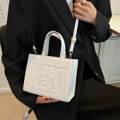Letters Tote Bag Pu Leather Shoulder Crossbody Bags