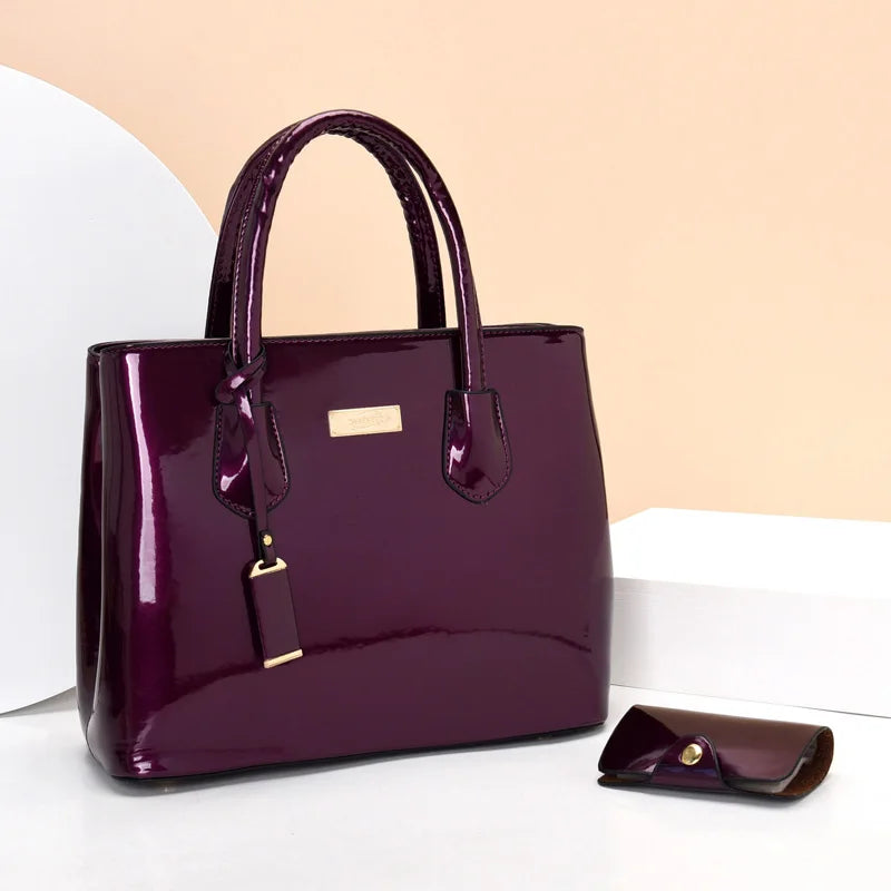 High Patent Leather Women's Shoulder Bag Tote + Card Messenger Bags
