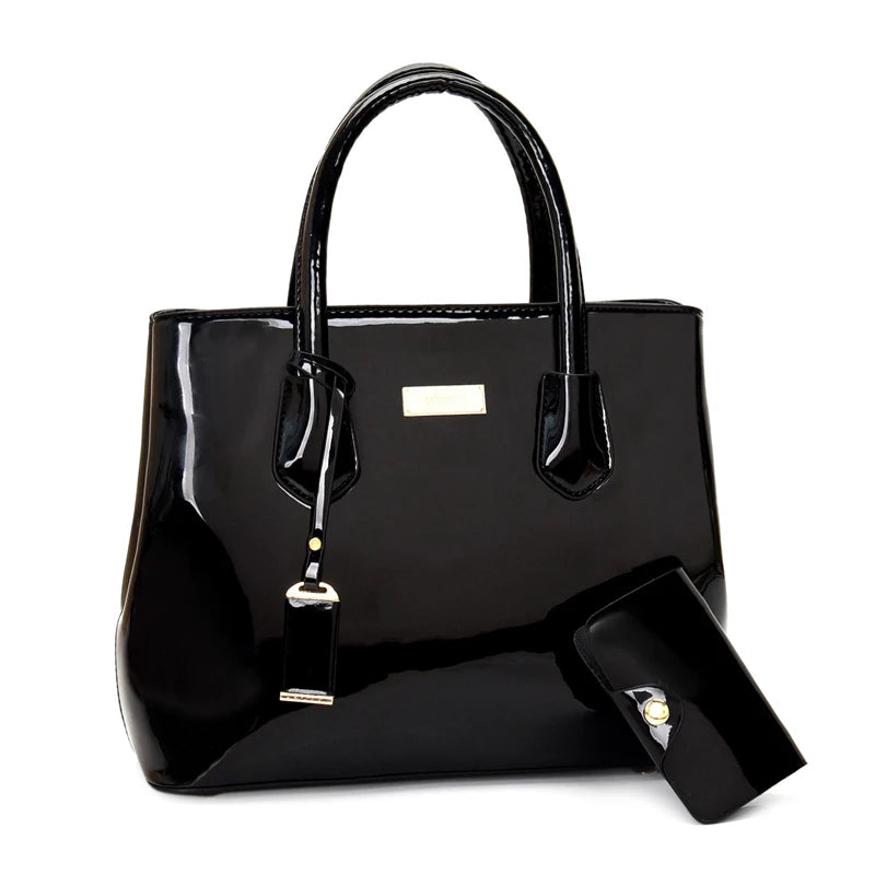 High Patent Leather Women's Shoulder Bag Tote + Card Messenger Bags