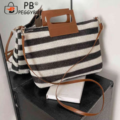 Large Capacity Knit Crossbody Bag with Zipper Soft for Travel Casual