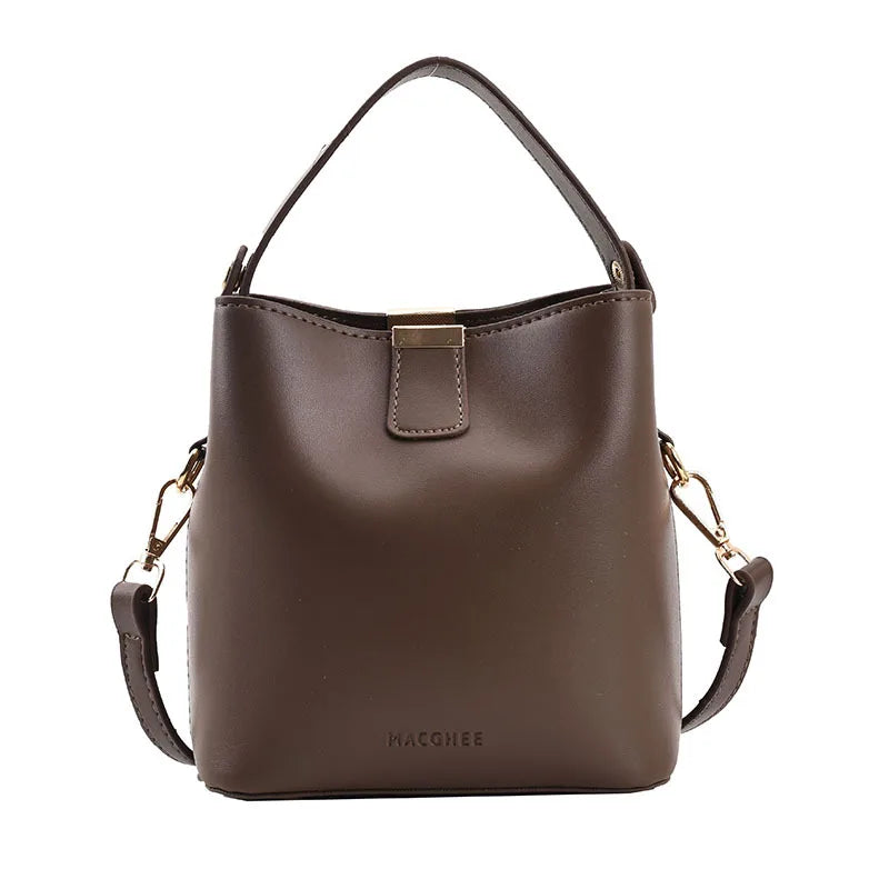 Vintage Bucket Bag PU Leather Shoulder Bags Large Capacity Crossbody Bag