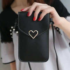 Women Heart-shaped Phone Bag Lady Handbag Small Messenger Bags
