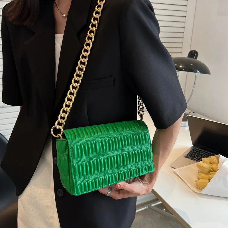 Green Pink Crossbody Bag PU Leather Shoulder Clutches