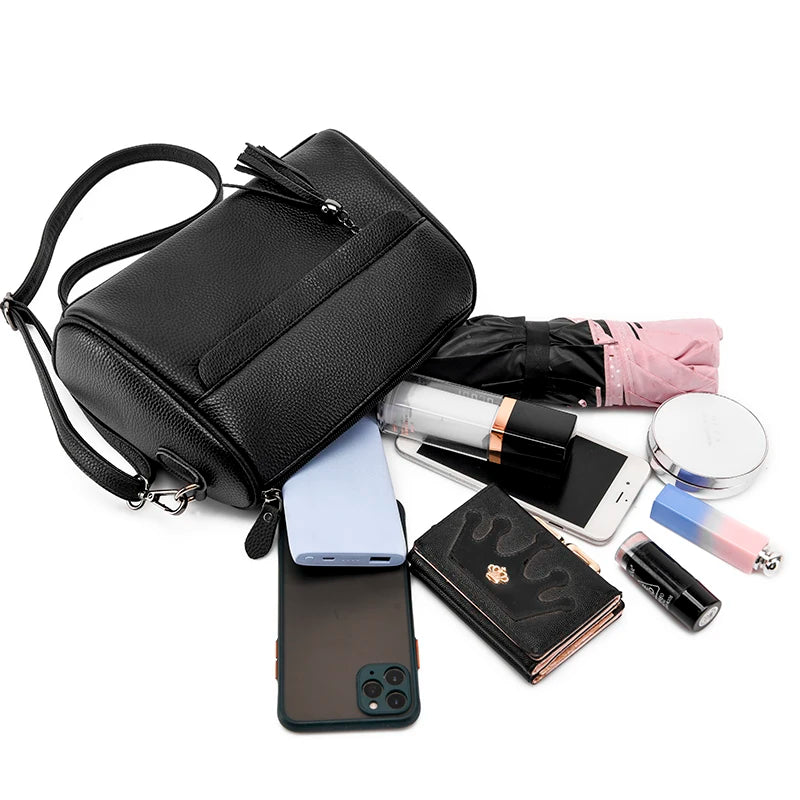 High Capacity Shoulder Bag Handbag Cowhide Leather Women Messenger Bags