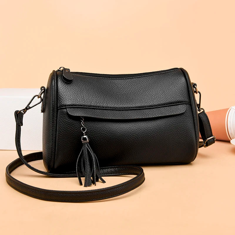 High Capacity Shoulder Bag Handbag Cowhide Leather Women Messenger Bags