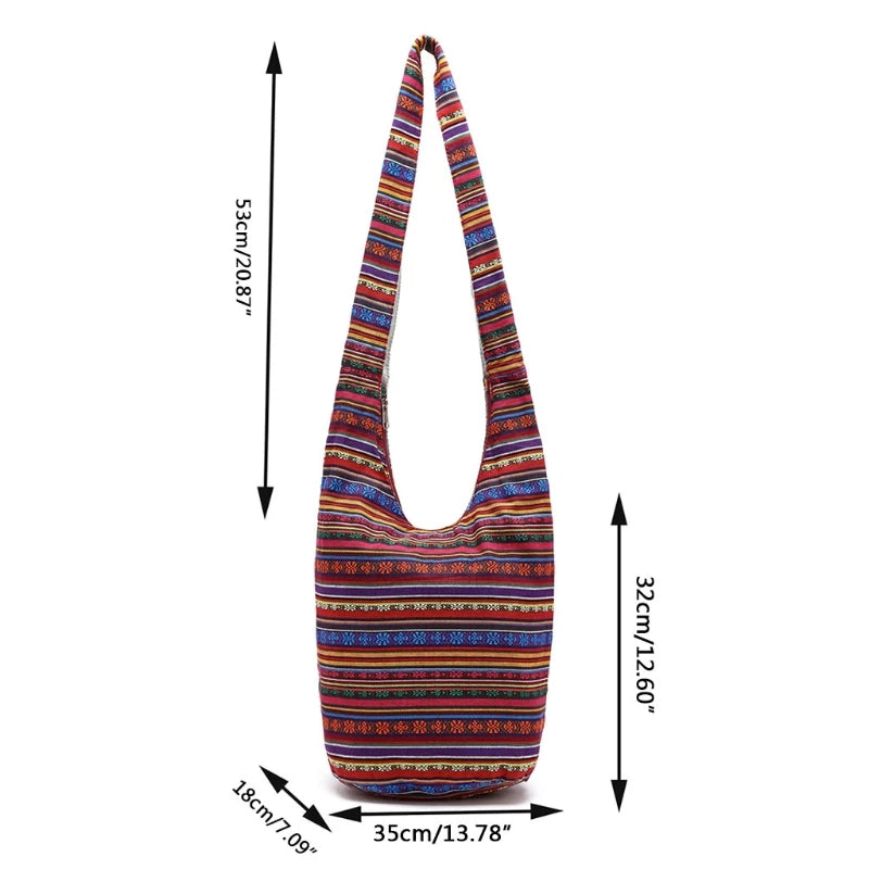 Hippie Shoulder Bag Fringe Large Purse Ethnic Tote Handbag