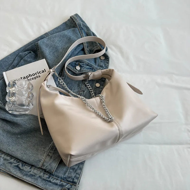 Women Hobo Shoulder Crossbody Bag PU Leather Chain Messenger