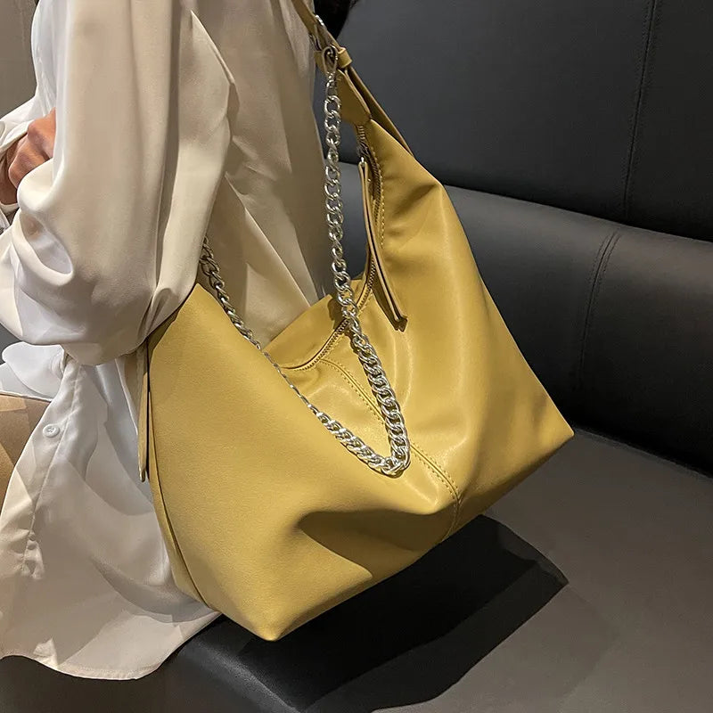 Women Hobo Shoulder Crossbody Bag PU Leather Chain Messenger