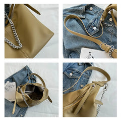 Women Hobo Shoulder Crossbody Bag PU Leather Chain Messenger
