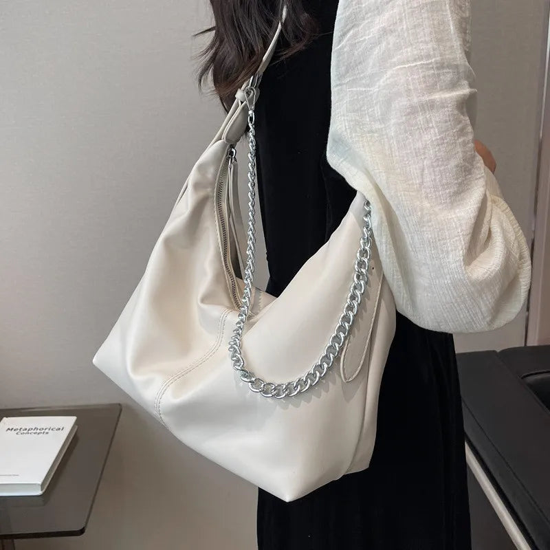 Women Hobo Shoulder Crossbody Bag PU Leather Chain Messenger