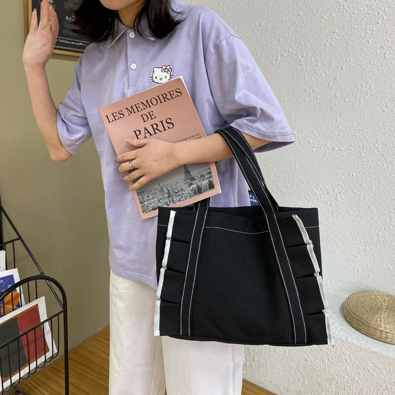 Women Japanese Canvas Shoulder Bag Lolita Lace Female All-match College Student