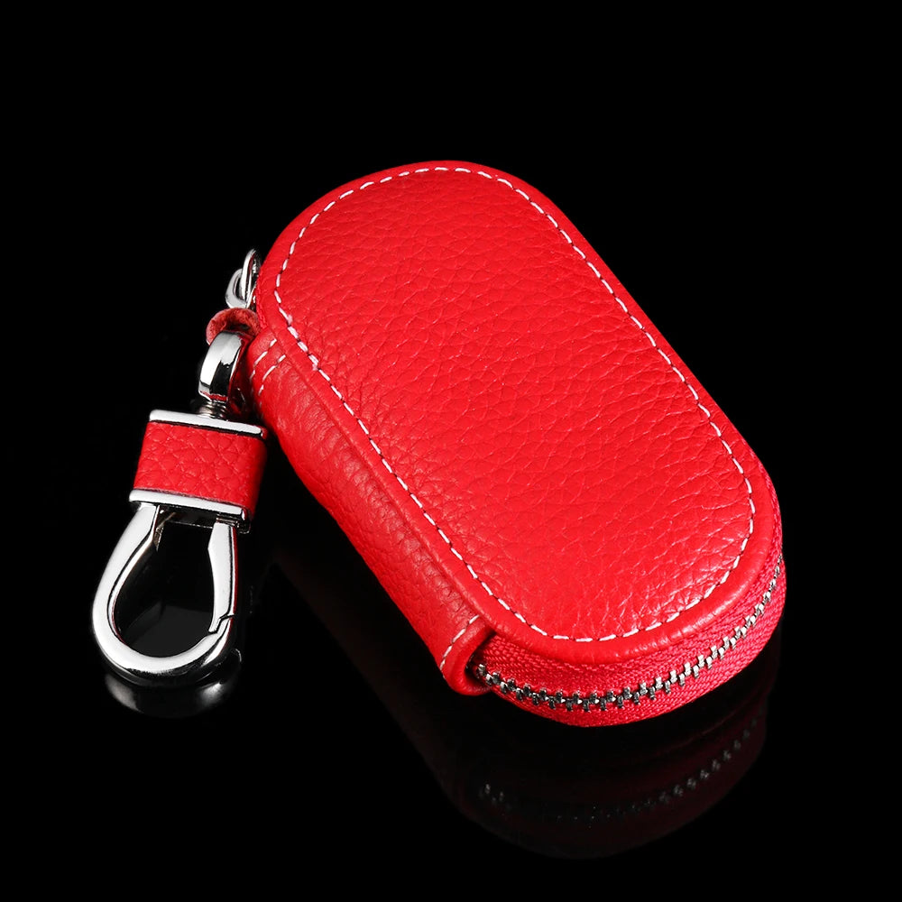 Leather Keychain Holder Car Key Wallet Zipper Key Case Bag
