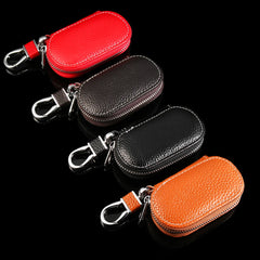 Leather Keychain Holder Car Key Wallet Zipper Key Case Bag