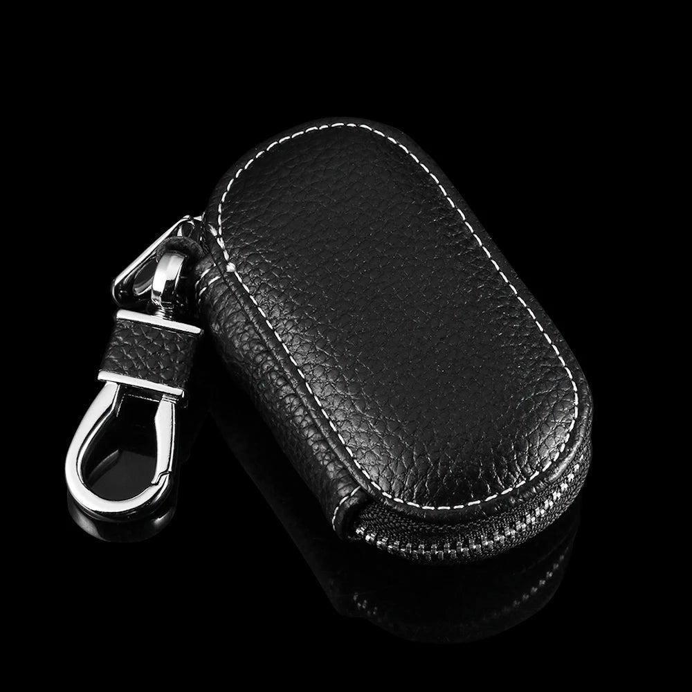 Leather Keychain Holder Car Key Wallet Zipper Key Case Bag