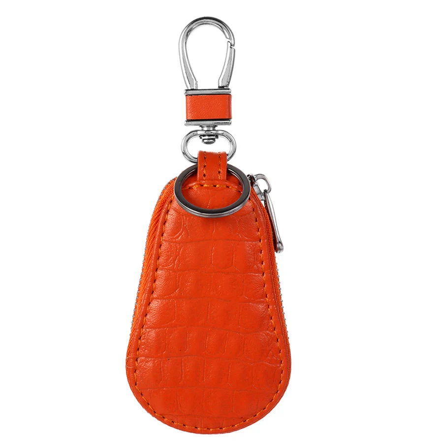 Leather Keychain Holder Car Key Wallet Zipper Key Case Bag