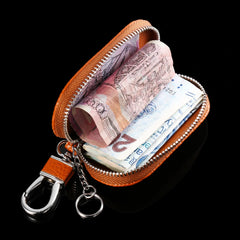 Leather Keychain Holder Car Key Wallet Zipper Key Case Bag