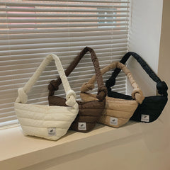 Women Knotted Quilted Bag Cotton Space Padded Shoulder Bag