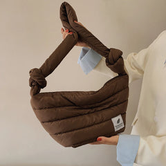 Women Knotted Quilted Bag Cotton Space Padded Shoulder Bag