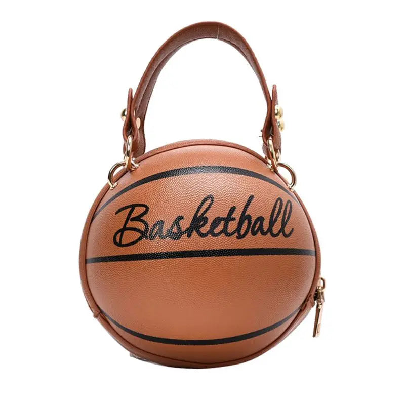 Women Basketball Round Crossbody Shoulder Bag PU Leather Tote Purse Handbag