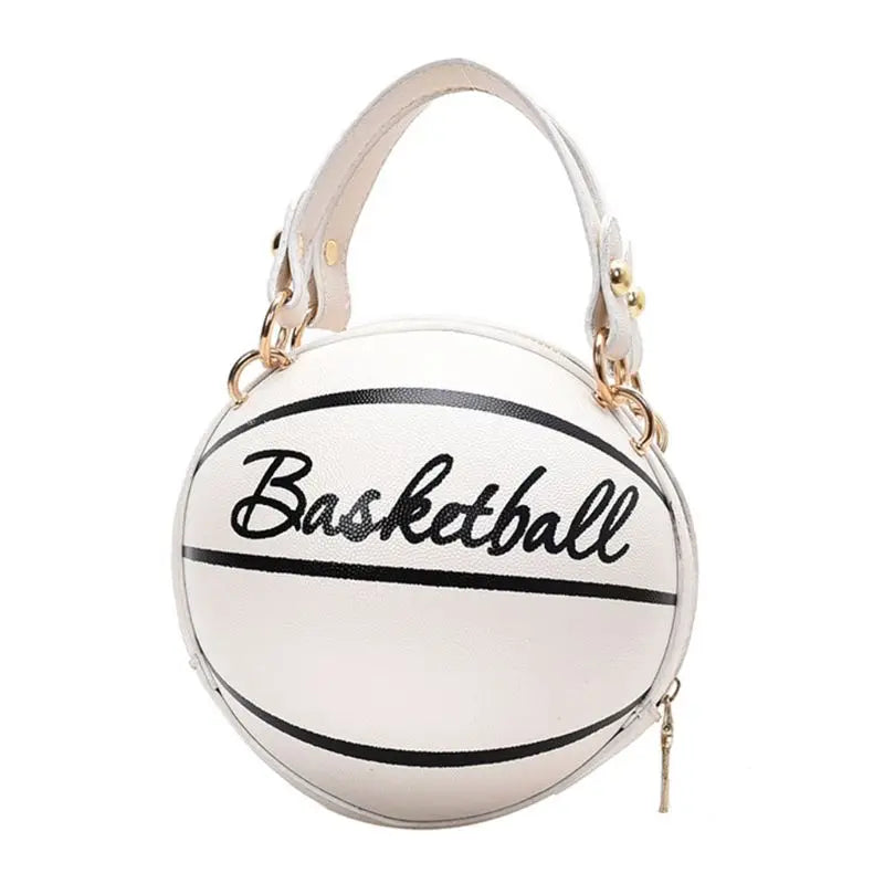 Women Basketball Round Crossbody Shoulder Bag PU Leather Tote Purse Handbag