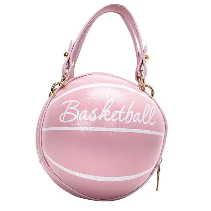 Women Basketball Round Crossbody Shoulder Bag PU Leather Tote Purse Handbag