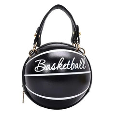 Women Basketball Round Crossbody Shoulder Bag PU Leather Tote Purse Handbag