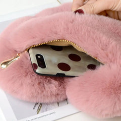 Women Faux Fur Heart Shoulder Bag Crossbody Winter Tote Purse