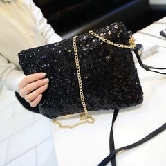 Glitter Sequins Handbag Evening Envelope Clutch Bag Silver
