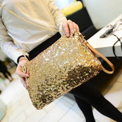 Glitter Sequins Handbag Evening Envelope Clutch Bag Silver