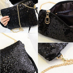 Glitter Sequins Handbag Evening Envelope Clutch Bag Silver