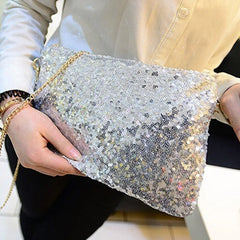 Glitter Sequins Handbag Evening Envelope Clutch Bag Silver