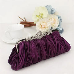 Satin Crystal Bridal Clutch Wedding Purse Evening Bag