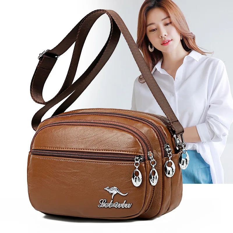 Women Lady Shoulder Multi-layer Crossbody Bag