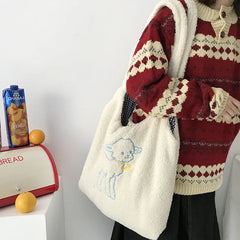 Women Shoulder Bag Large Capacity Embroidery Shopping Bag