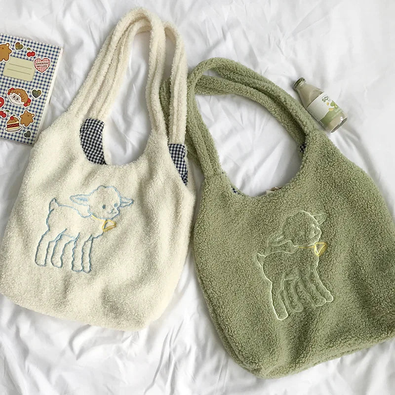 Women Shoulder Bag Large Capacity Embroidery Shopping Bag