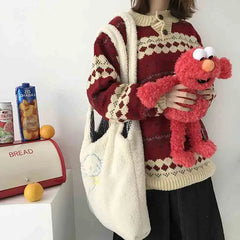 Women Shoulder Bag Large Capacity Embroidery Shopping Bag