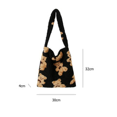 Women Fluffy Fur Shoulder Tote Bag Soft Shopping Bags Girls School Bag