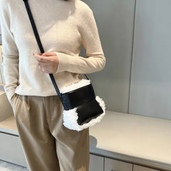 Soft Plush Lamb Wool Handbag Winter Crossbody Bag PU Bolsa