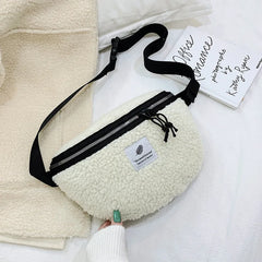 Plush Lamb Wool Waist Bag Soft Crossbody Hip Money Pouch